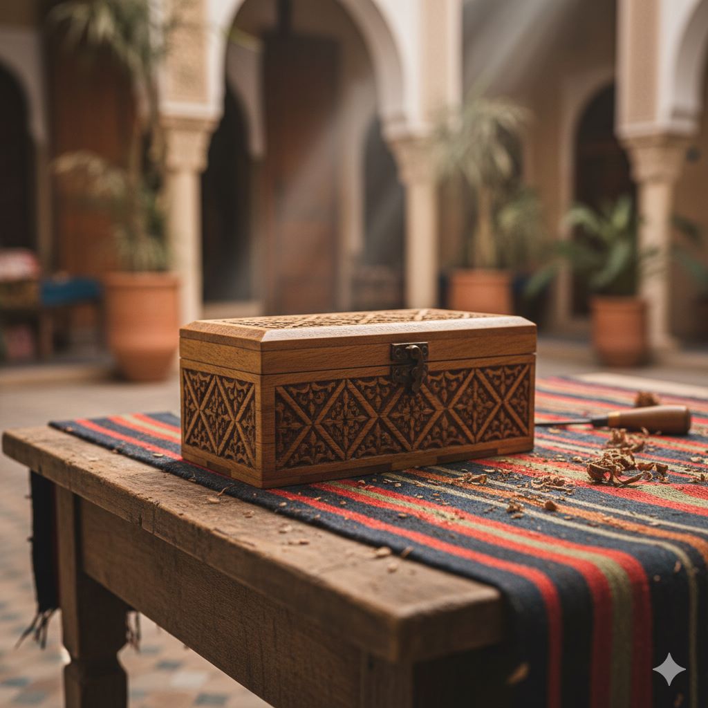 Boîte en bois gravée