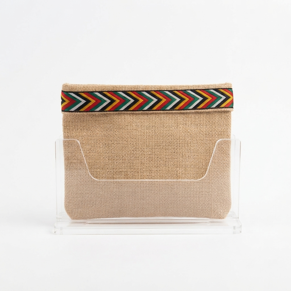 ​Pochette Atlas – Trousse artisanale en toile de jute naturelle