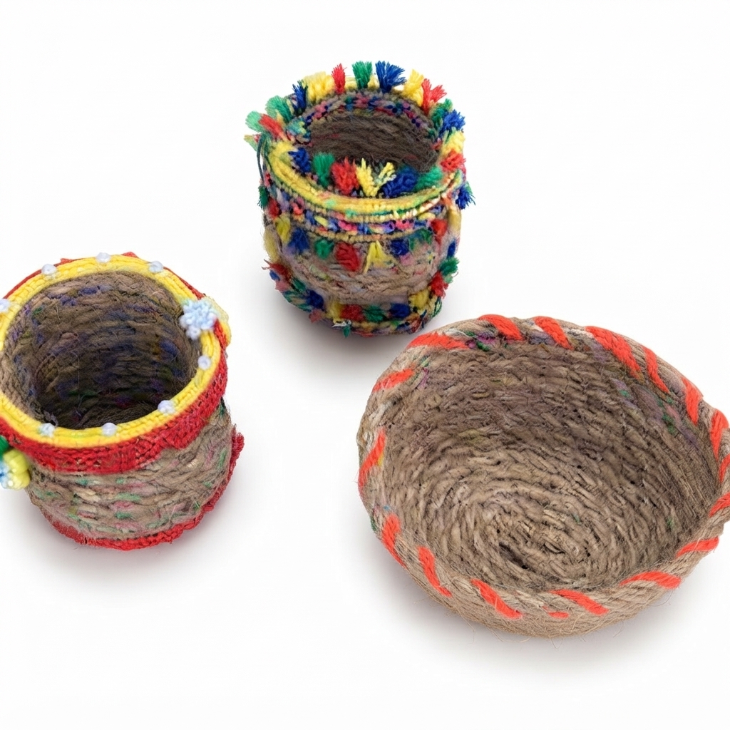 Pots et Coupelle en Jute Organiseurs