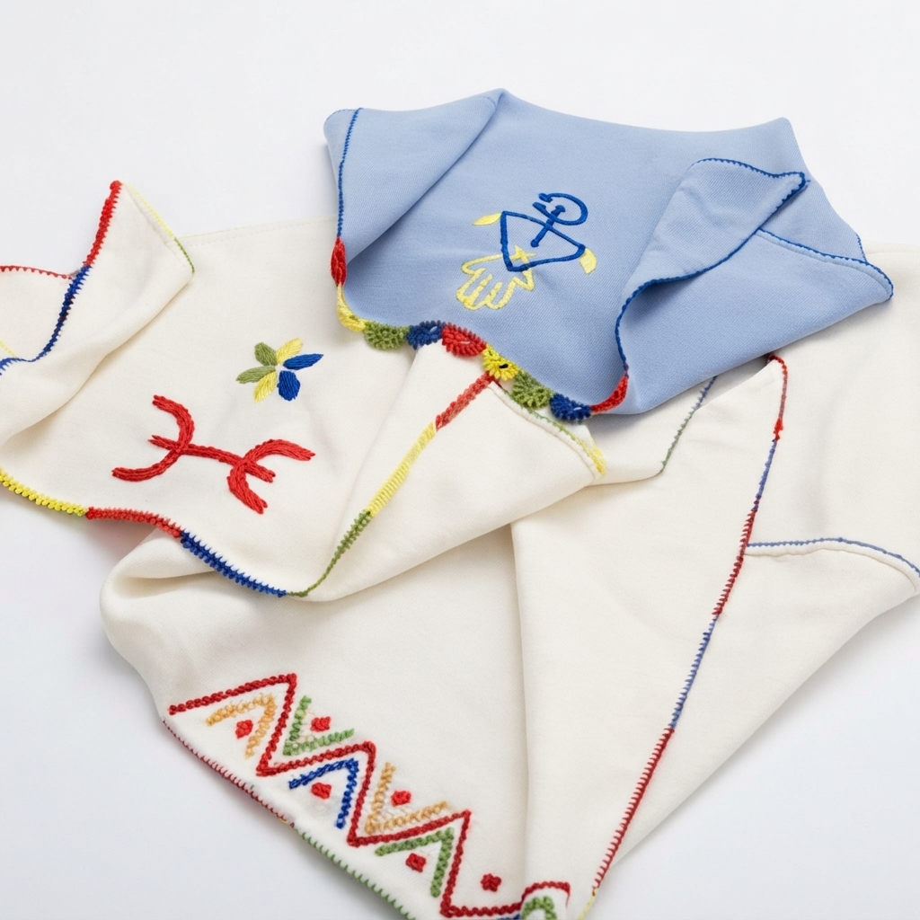 ​Collection Amazigh – Écharpes et Étoles Traditionnelles Brodées