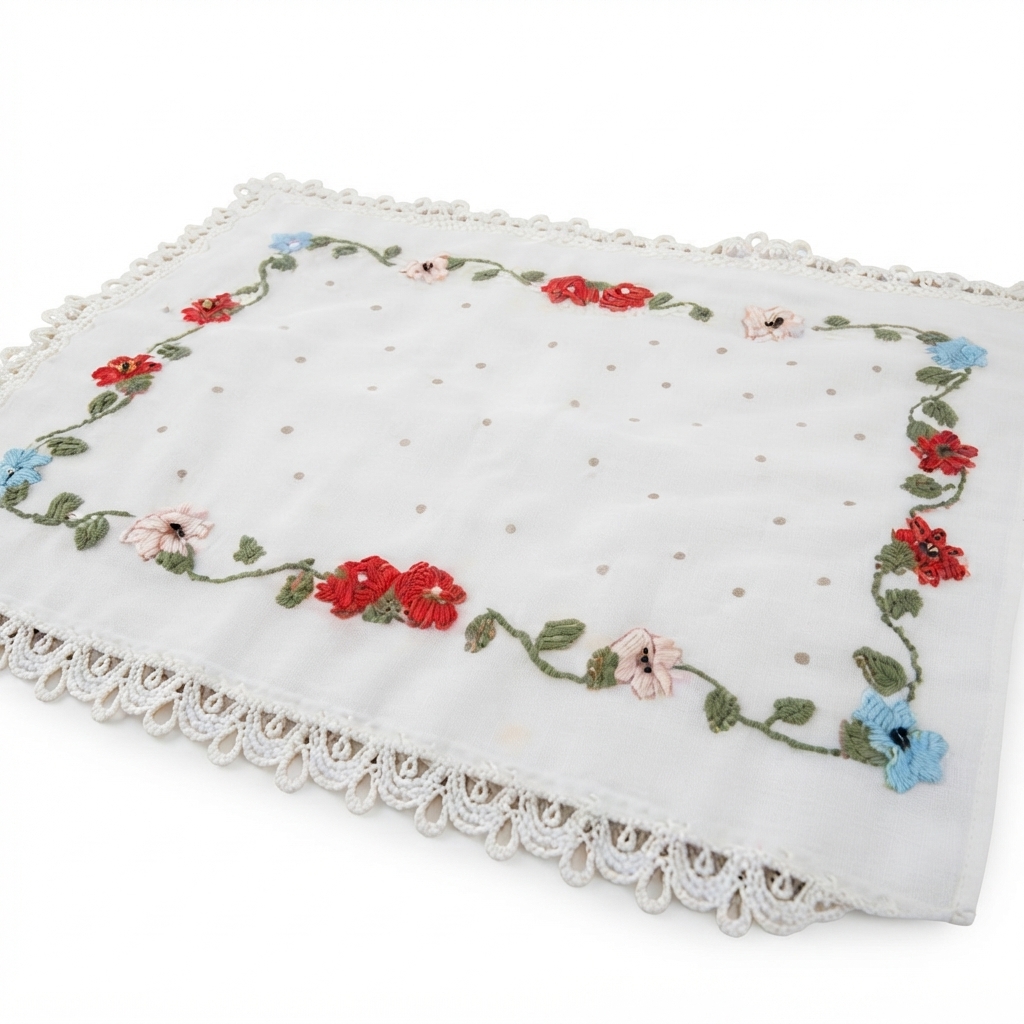 Nappe / tissu décoratif brodé à la main
