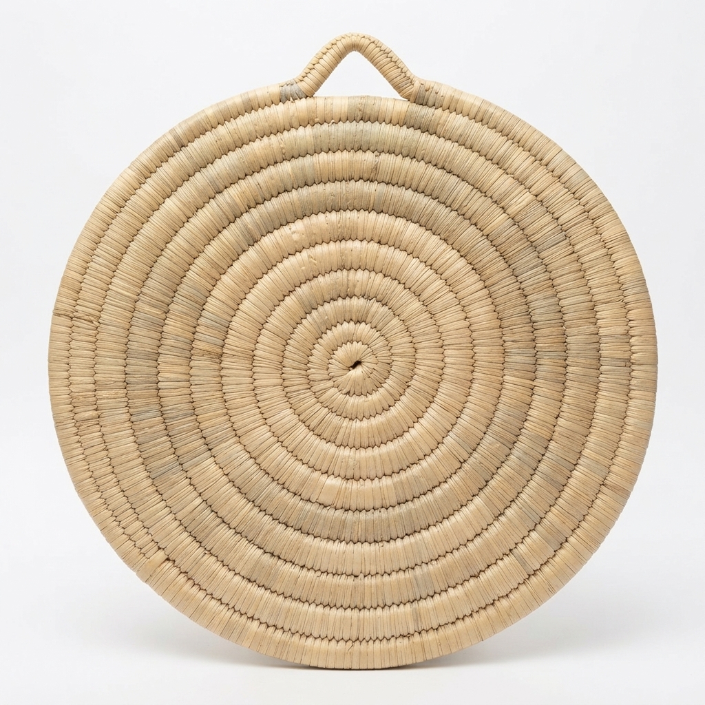 Tapis rond tressé en fibres naturelles