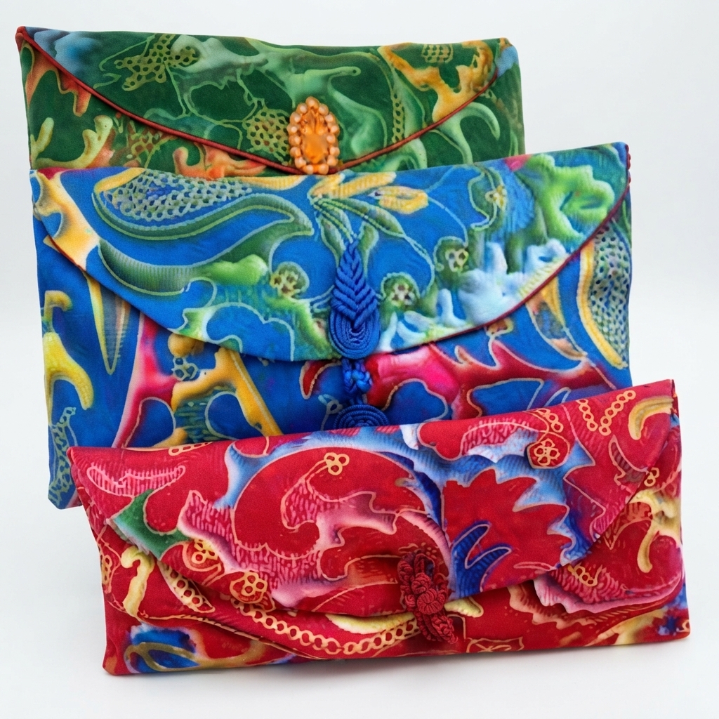 Pochette Éventail en Soie de Brocart