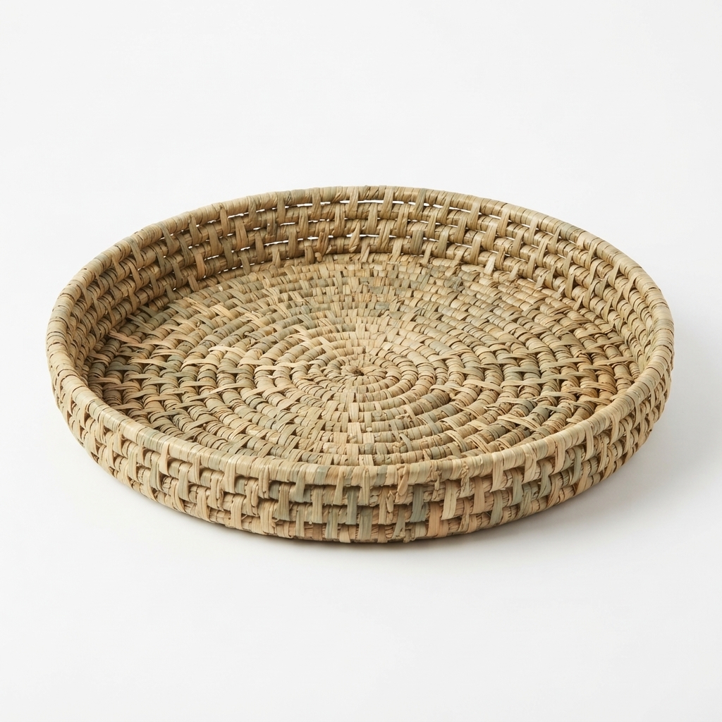 Panier rond tressé à la main