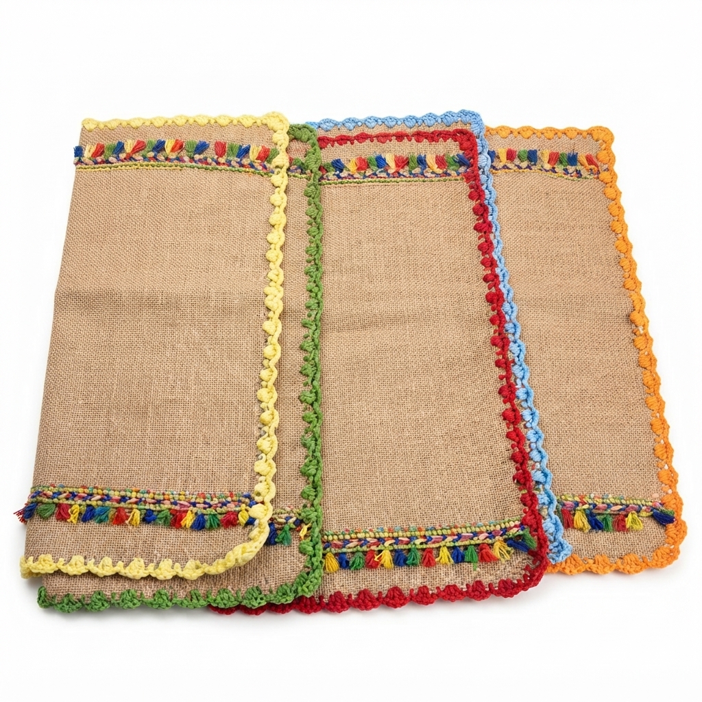Sets de Table Bohèmes en Jute et Crochet "Festa"