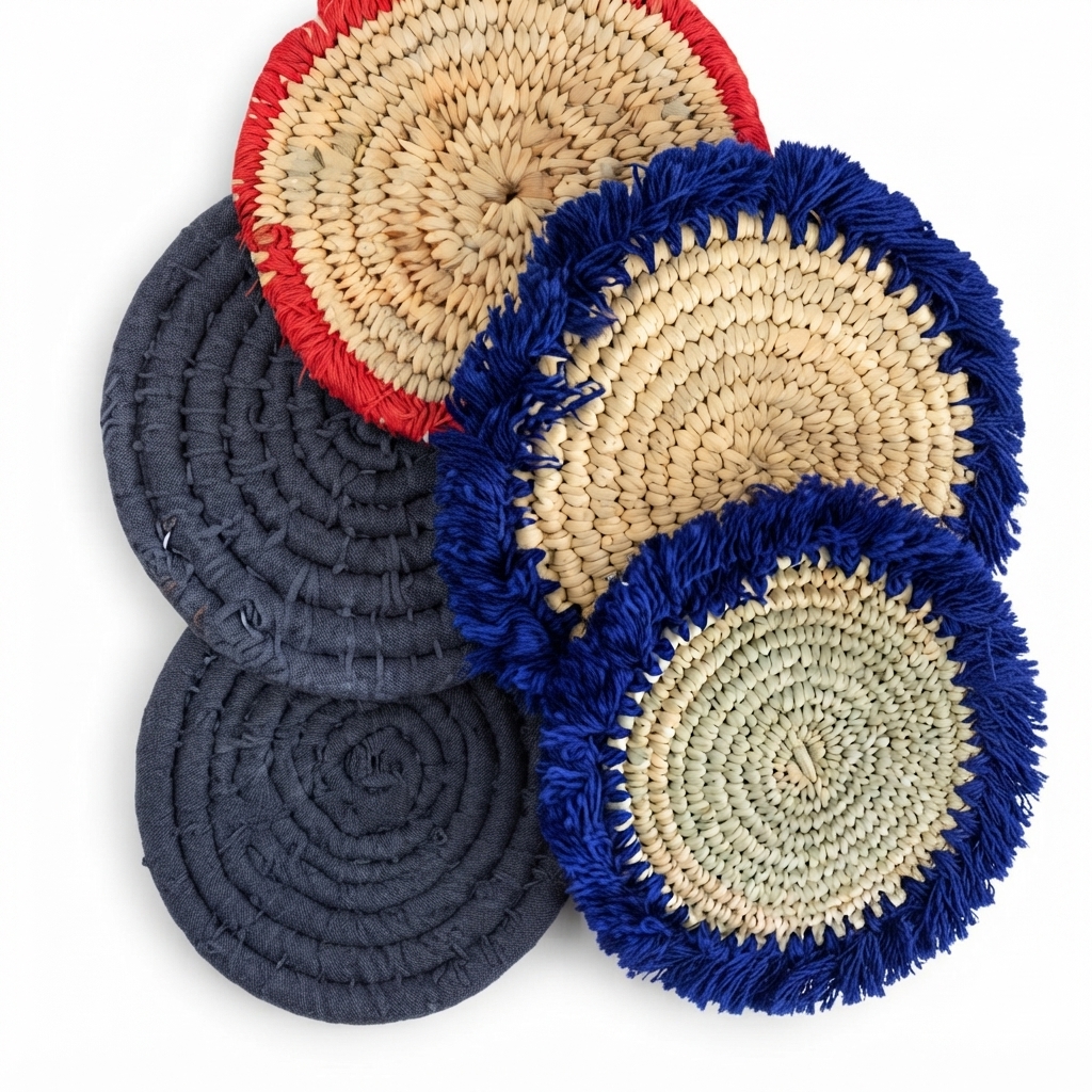 Dessous de verre tressés en fibres naturelles