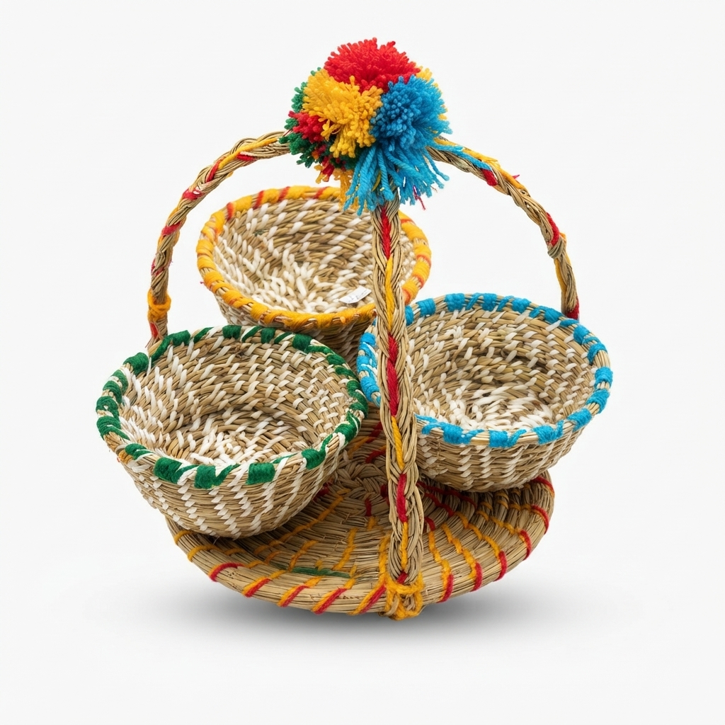 Ensemble de paniers tressés colorés