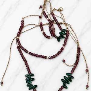 Parure Artisanale « Éclats Fauves & Émeraude » – Ensemble Collier & Bracelet