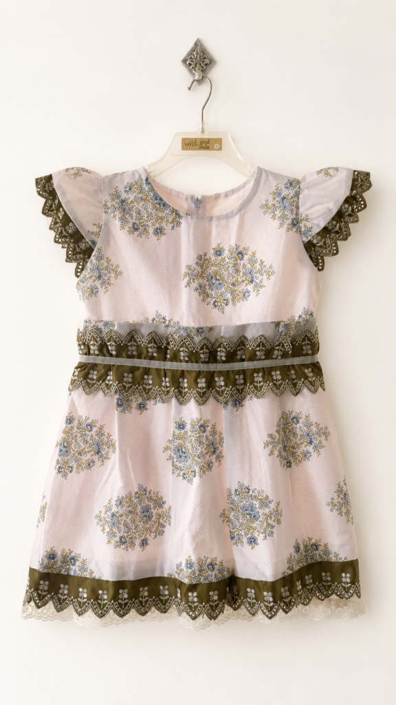 Robe de Cérémonie Fille – Élégance Florale & Broderies Traditionnelles