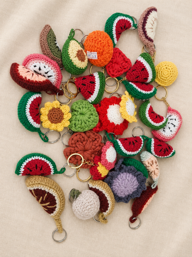 Collection Porte-Clés Fruités & Floraux – Créations Vitaminées en Crochet