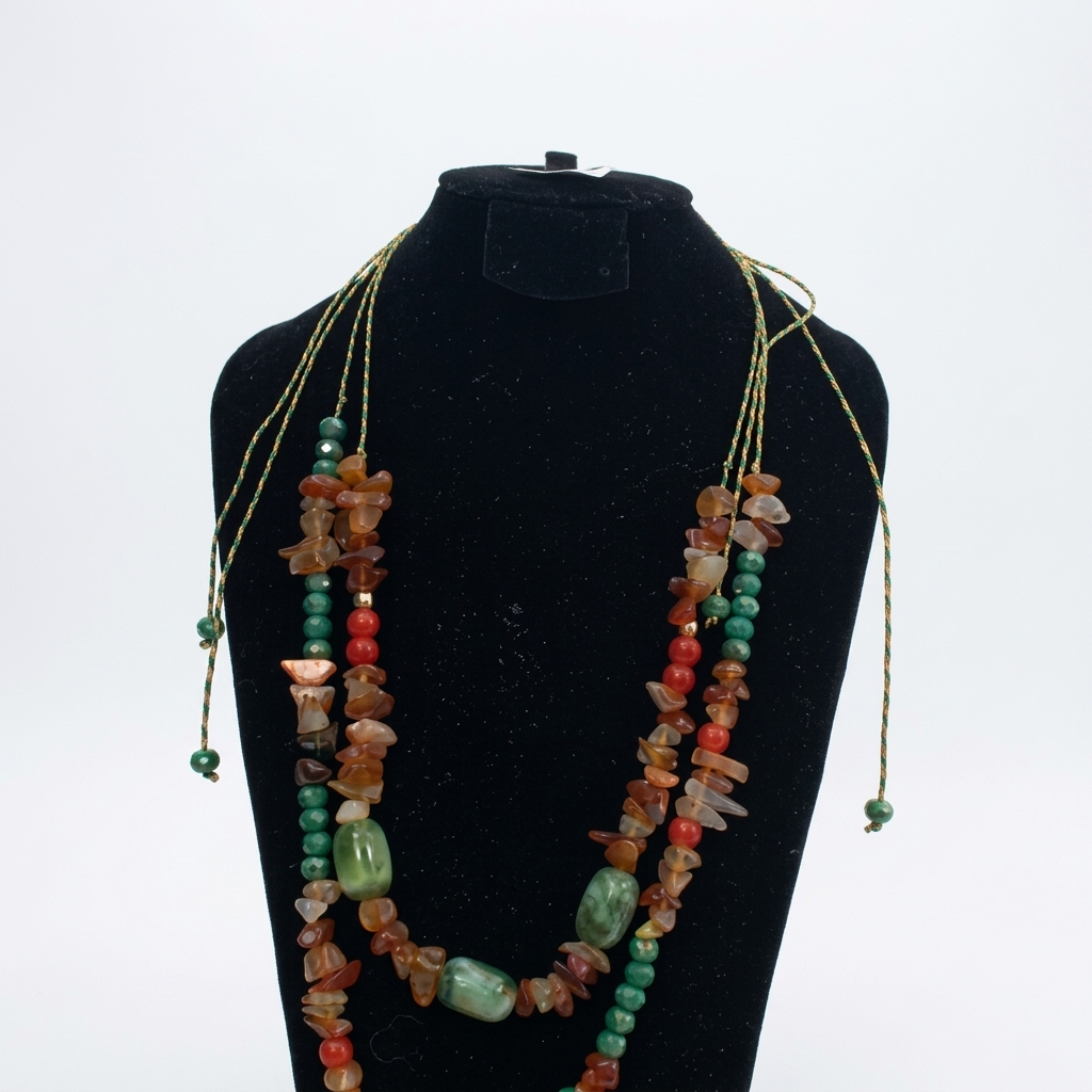 Collier Sautoir Artisanal en Pierres Naturelles – Esprit Terroir