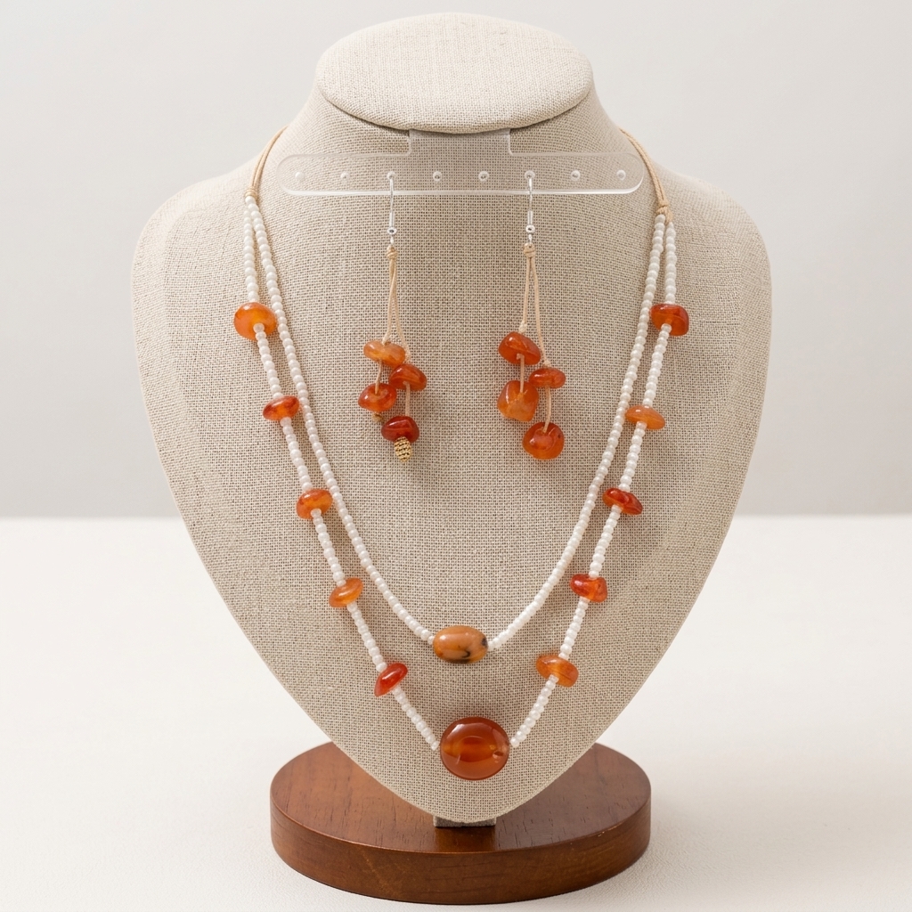 Ensemble Collier Multi-Rangs & Boucles d'Oreilles