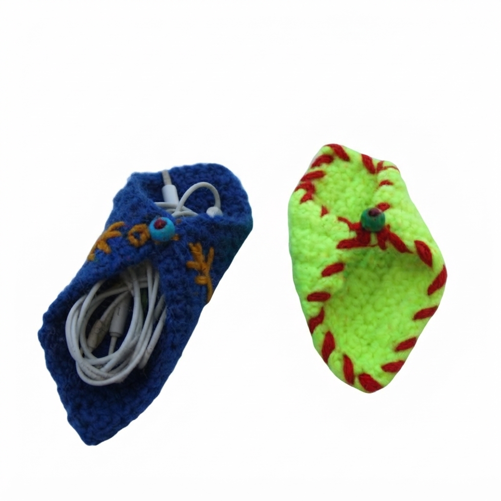 Pochette artisanale en crochet pour écouteurs