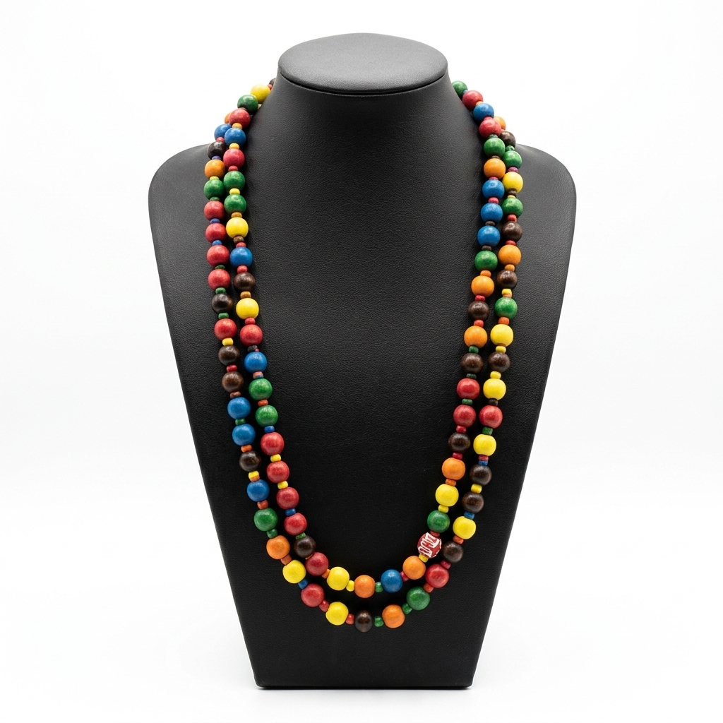 Collier artisanal composé de perles multicolores