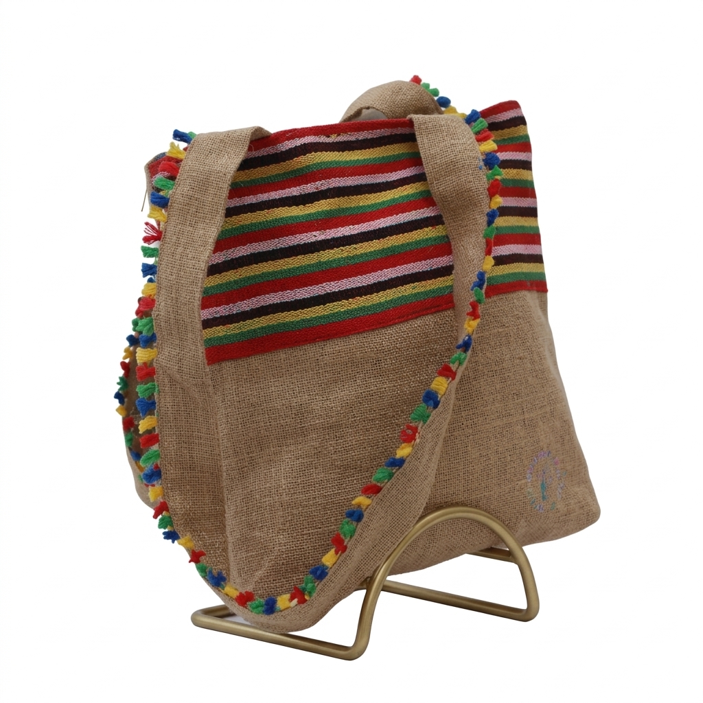 Sac artisanal en toile de jute – Style amazigh
