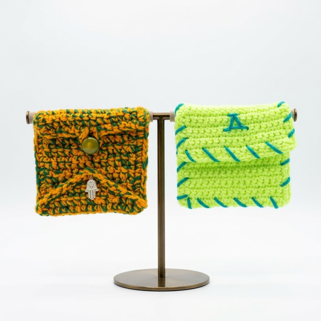 Pochette artisanale en crochet