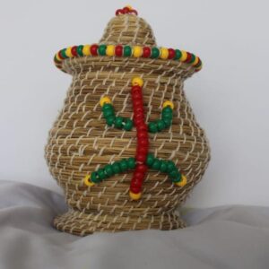 Panier Artisanal en Osier Tressé avec Symbole Amazigh