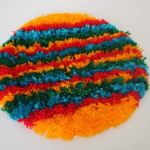 Mini-Tapis Rond Artisanal – Motifs Zébrés Multcolores