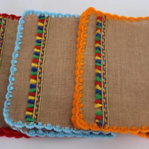 Pochettes Range-Couverts / Chemins de Table en Jute et Crochet